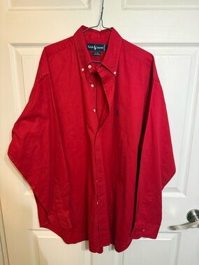 Ralph Lauren Classic Button-Down Shirt - Red Mens Large